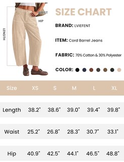 Foto 4 | Foto 4 | Pantalones Vaqueros De Pana Liviefent Para Mujer Color Beige Talla M - Venta Internacional.