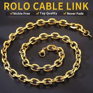 Foto 3 | Foto 3 | Cadena Para Collares Cadena Y Casa Acero Inoxidable Chapado En Oro 9 Mm - Venta Internacional.