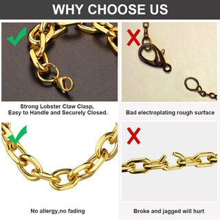 Foto 6 | Foto 6 | Collar Chainshouse De Acero Inoxidable Chapado En Oro 9 Mm 56 Cm - Venta Internacional.