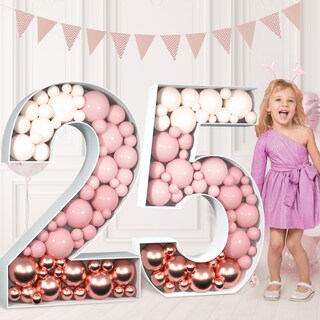 Foto 1 | Foto 1 | Marco Con Números En Forma De Mosaico Con 25 Globos Para Decoración De 25 Cumpleaños - Venta Internacional.