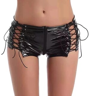 Foto 1 | Foto 1 | Pantalones Cortos De Látex Feoya Para Mujer Cintura Baja Sexy Para Discotecas Xxl - Venta Internacional.