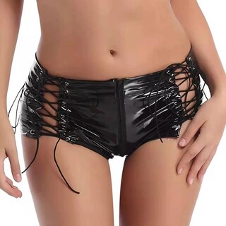 Foto 4 | Foto 4 | Pantalones Cortos De Látex Feoya Para Mujer Cintura Baja Sexy Para Discotecas Xxl - Venta Internacional.