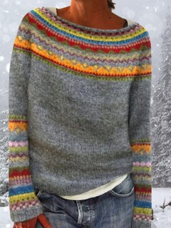 Foto 4 | Foto 4 | Jersey Dmoyala Para Mujer Fair Isle Geo Gris Y Naranja - Venta Internacional.