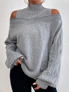 Foto 2 | Foto 2 | Jersey Zocania Con Hombros Descubiertos Cuello Alto Manga Linterna Mujer - Venta Internacional.