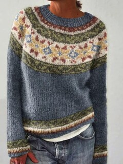 Foto 2 | Foto 2 | Jersey Corto Dmoyala Para Mujer Estampado Floral Azul Marino Estilo Fair Isle - Venta Internacional.