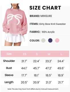 Foto 6 | Foto 6 | Jersey Minsure Para Mujer Tejido Con Lazo Y2k Cuello Redondo Punto Rosa - Venta Internacional.