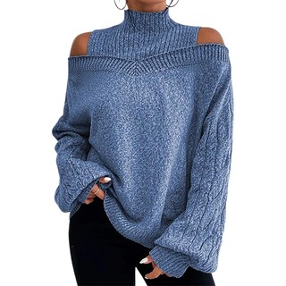 Foto 2 | Foto 2 | Jersey Zocania Con Cuello Alto Y Hombros Descubiertos Y Manga Linterna Para Mujer - Venta Internacional.