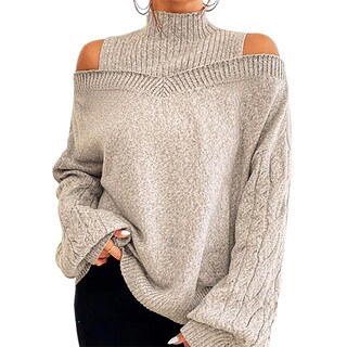 Foto 1 | Foto 1 | Jersey Zocania Con Cuello Alto Y Hombros Descubiertos Para Mujer A-beige - Venta Internacional.