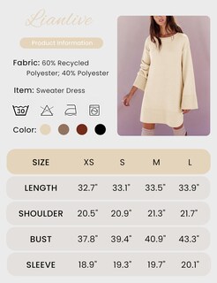 Foto 5 | Foto 5 | Vestido Tipo Suéter Lianlive Casual De Punto De Manga Larga Para Mujer - Venta Internacional.