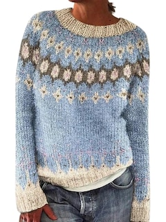 Foto 1 | Foto 1 | Jersey Corto Dmoyala Fair Isle Azul Claro Para Mujer - Venta Internacional.