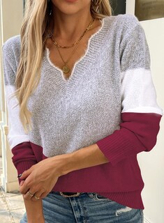 Foto 4 | Foto 4 | Jersey Femfady 2024 Con Cuello En V En Bloque De Color Burdeos Para Mujer - Venta Internacional.