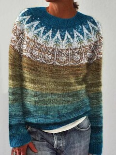 Foto 2 | Foto 2 | Jersey Corto Dmoyala Para Mujer Azul Y Amarillo Estilo Fair Isle - Venta Internacional.