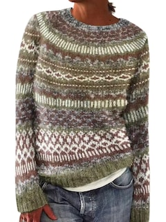 Foto 1 | Foto 1 | Jersey Dmoyala Para Mujer Top Corto De Color Caqui A Rayas Fair Isle - Venta Internacional.