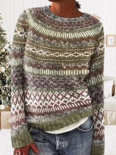 Foto 3 | Foto 3 | Jersey Dmoyala Para Mujer Top Corto De Color Caqui A Rayas Fair Isle - Venta Internacional.