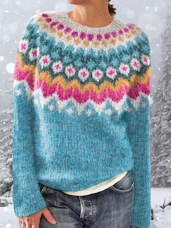 Foto 4 | Foto 4 | Jersey Corto Dmoyala Fair Isle Para Mujer Rosa Y Azul - Venta Internacional.