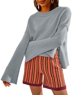 Foto 1 | Foto 1 | Jersey Taqcux Para Mujer Cuello Redondo Manga Acampanada Gris Talla S - Venta Internacional.