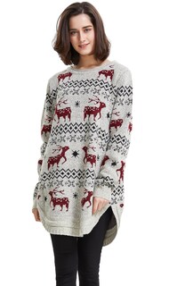 Foto 1 | Foto 1 | Jersey Shineflow Reindeer Snowflake Christmas Para Mujer Xl Beige - Venta Internacional.