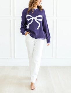Foto 3 | Foto 3 | Jersey Minsure Y2k De Punto Con Lazo Para Mujer Cuello Redondo Azul Talla Xs - Venta Internacional.