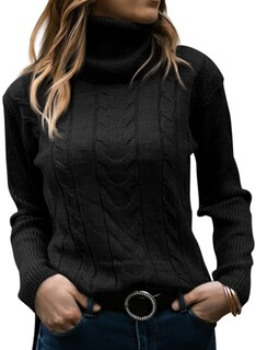 Foto 1 | Foto 1 | Jersey De Cuello Alto Langwyqu Para Mujer Tejido Trenzado Manga Larga - Venta Internacional.