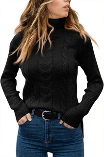 Foto 2 | Foto 2 | Jersey De Cuello Alto Langwyqu Para Mujer Tejido Trenzado Manga Larga - Venta Internacional.