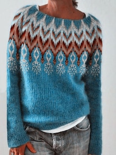 Foto 2 | Foto 2 | Jersey Dmoyala Para Mujer De Color Azul Étnico Fair Isle 2024 - Venta Internacional.