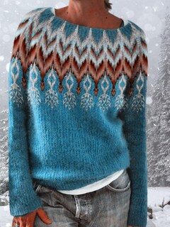 Foto 4 | Foto 4 | Jersey Dmoyala Para Mujer De Color Azul Étnico Fair Isle 2024 - Venta Internacional.