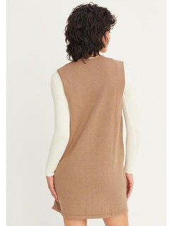 Foto 4 | Foto 4 | Vestido Tipo Suéter Con Cuello En V Cuello En V Punto Sin Mangas Caqui Para Mujer - Venta Internacional.
