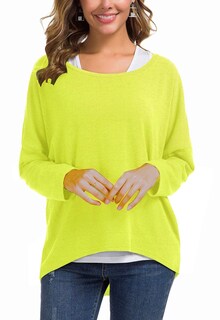 Foto 1 | Foto 1 | Jersey Casual Uget Holgado Holgado Para Mujer Holgado Amarillo Limón - Venta Internacional.