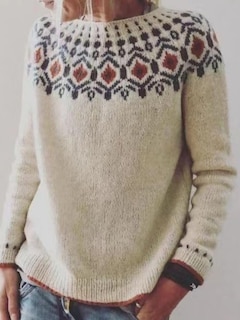 Foto 2 | Foto 2 | Jersey Dmoyala Para Mujer Fair Isle Geo Color Beige Corto - Venta Internacional.