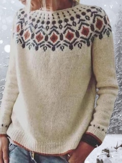 Foto 4 | Foto 4 | Jersey Dmoyala Para Mujer Fair Isle Geo Color Beige Corto - Venta Internacional.