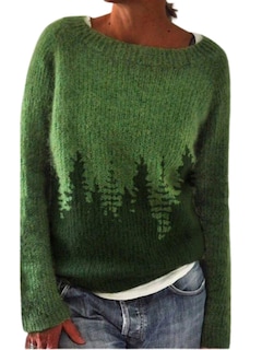 Foto 1 | Foto 1 | Jersey Corto Dmoyala Para Mujer Color Verde Fair Isle Tree - Venta Internacional.