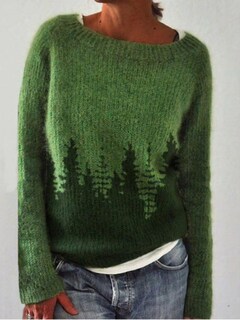 Foto 2 | Foto 2 | Jersey Corto Dmoyala Para Mujer Color Verde Fair Isle Tree - Venta Internacional.