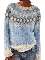 Jersey Corto Dmoyala Fair Isle Azul Claro Para Mujer - Venta Internacional.
