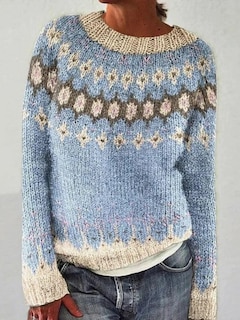 Foto 2 | Foto 2 | Jersey Corto Dmoyala Fair Isle Azul Claro Para Mujer - Venta Internacional.
