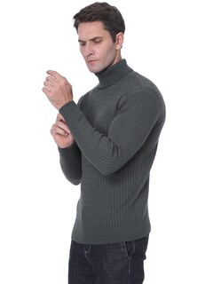 Foto 5 | Foto 5 | Jersey Qzh.duao Para Hombre Cuello Alto Corte Ajustado Manga Larga Gris - Venta Internacional.