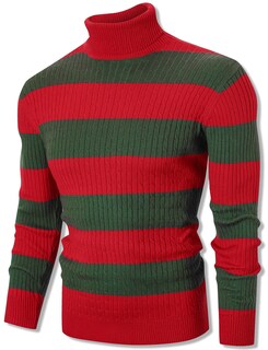 Foto 2 | Foto 2 | Jersey Qzh.duao Para Hombre Cuello Alto A Rayas Rojo Y Verde Talla Xl - Venta Internacional.