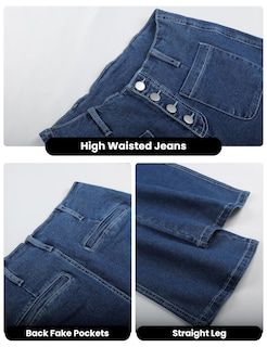 Foto 2 | Foto 2 | Jeans Omoone De Cintura Alta Y Pierna Ancha Y Recta Para Mujer - Venta Internacional.