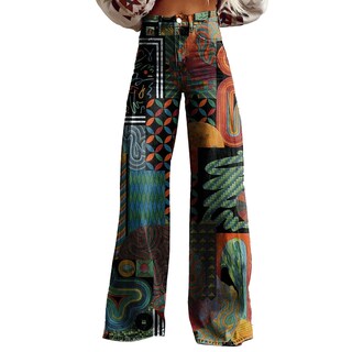 Foto 1 | Foto 1 | Pantalones Palazzo Lufhbehb Para Mujer Cintura Alta Estampado Floral Bohemio - Venta Internacional.
