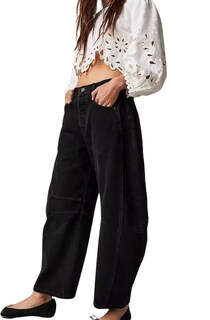 Foto 2 | Foto 2 | Jeans Loveimgs Para Mujer Cintura Media Holgado Pernera Ancha Color Negro - Venta Internacional.