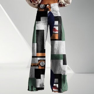 Foto 2 | Foto 2 | Pantalones Palazzo Lufhbehb Para Mujer Cintura Alta Estampado Floral Bohemio - Venta Internacional.