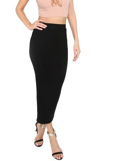 Foto 2 | Foto 2 | Falda Lápiz Makemechic Solid Basic Por Debajo De La Rodilla Negra Para Mujer - Venta Internacional.