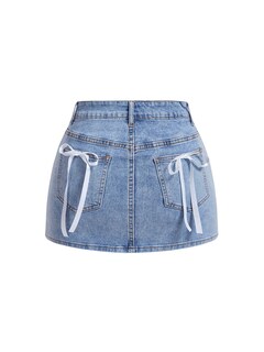Foto 1 | Foto 1 | Falda De Mezclilla Milumia Con Nudo Con Lazo Y Nudo De Cintura Alta Para Mujer - Venta Internacional.