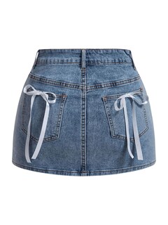 Foto 1 | Foto 1 | Falda De Mezclilla Milumia Con Nudo Con Lazo Y Nudo De Cintura Alta Para Mujer - Venta Internacional.