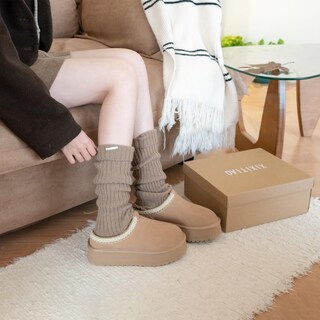 Foto 3 | Foto 3 | Zapatillas Xixitiao De Piel De Gamuza Con Plataforma Para Mujer Talla 9 Color Marrón - Venta Internacional.