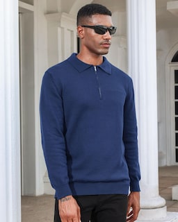 Foto 6 | Foto 6 | Jersey Tipo Polo Lexiart Para Hombre De Punto Cuello Con Cremallera Azul Marino - Venta Internacional.