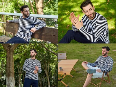 Foto 3 | Foto 3 | Camiseta Shuiangran Para Hombre  Manga Larga  Manga Larga  Color Negro - Venta Internacional.