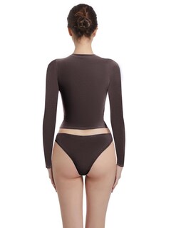 Foto 2 | Foto 2 | Camisa Abonlen De Manga Larga Con Cuello Redondo Para Mujer Café Oscuro - Venta Internacional.