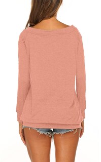 Foto 6 | Foto 6 | Camiseta Halife Con Hombros Descubiertos Y Manga Larga Color Coral Para Mujer Xxl - Venta Internacional.
