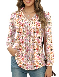 Foto 1 | Foto 1 | Blusa Micoson Para Mujer Con Estampado Floral Y Volantes Cuello En V Blanco Y Rojo Talla M - Venta Internacional.