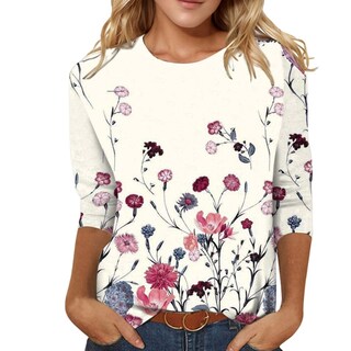 Foto 2 | Foto 2 | Top Tipo Túnica Hughfance Con Estampado Floral De Manga 3/4 Para Mujer - Venta Internacional.
